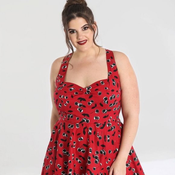 Hell Bunny Plus Size black & red Cherry Dress 3x - Picture 5 of 8